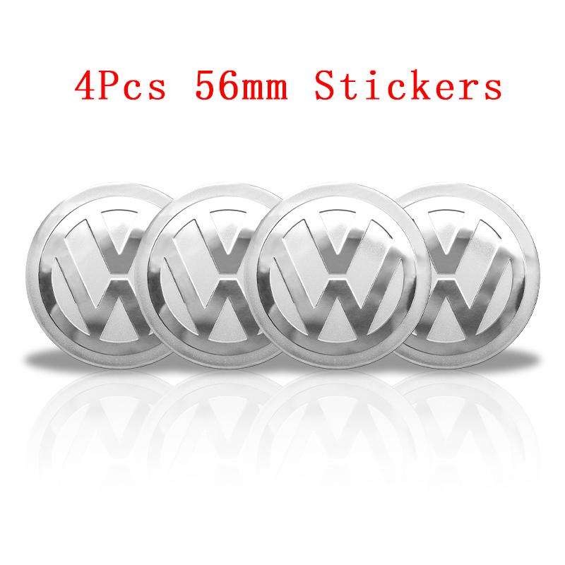 4Pc 55mm 56mm 60mm 65mm Car Wheel Center Hub Cap Rim Cover Stickers For Volkswagen VW GTI R-Line R Polo T5 Golf Passat Scirocco