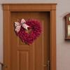 40cm Valentine'S Day Wreath, Hanging Door Heart Wreath Ornament Garland Reusable