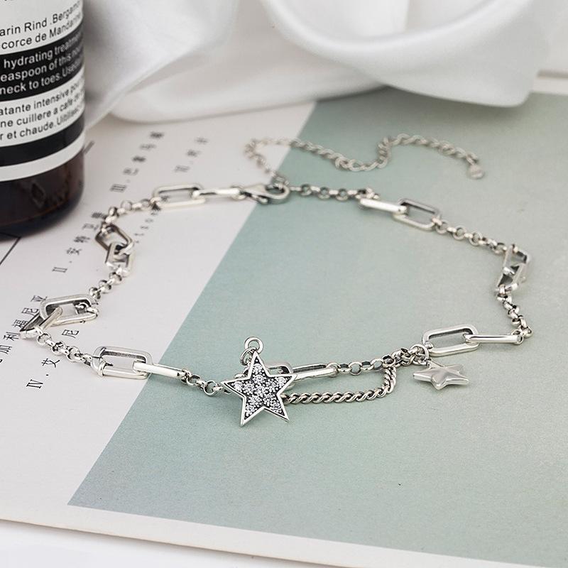 Sweet and cool necklace women, hip-hop accessories, full of diamonds, new trendy cold wind collarbone chain light luxury