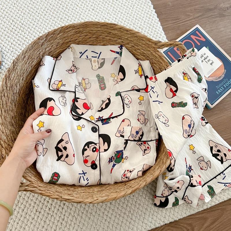 Summer New Pajamas Women's Short-sleeved Shorts Thin Cloud Cotton Cartoon Cute Large Size Korean Version Loungewear