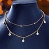 Gold Color Double Layered Long Tassel Chain Necklaces for Women Simple Metal Geometric Sun Bead Choker Party Charm Jewelry Gifts