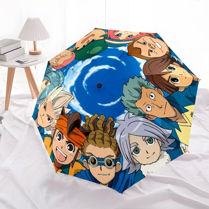 Inazuma Eleven  pattern, automatic folding umbrella, portable and foldable design, 8 ribs, a Christmas or birthday gift.