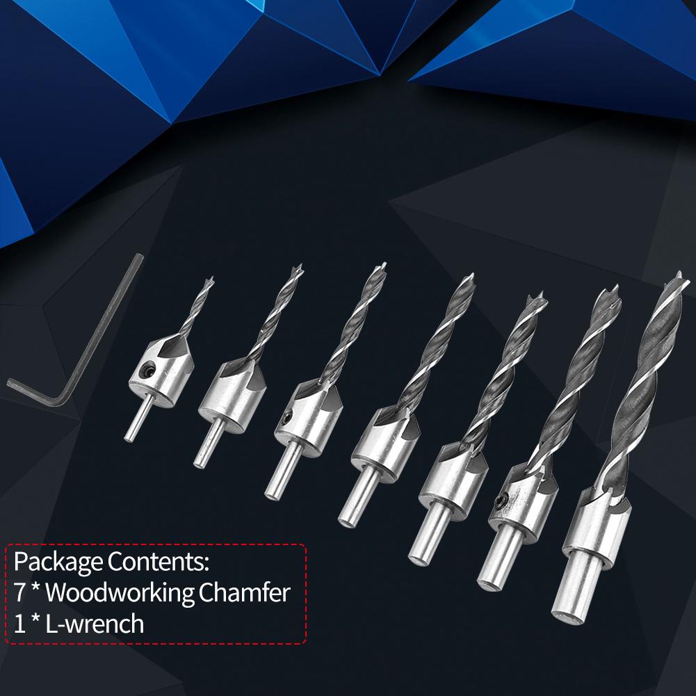 7 buc Oțel 5 Fluiere Burghiu Freză Conică Scufundată Prelucrarea Lemnului Teșitor Alezor Unelte 3mm10mm cu Cheie Hexagonală