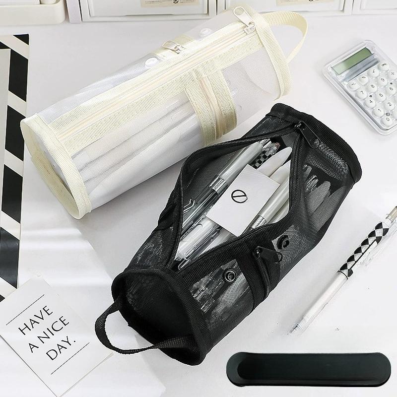 1Pcs Mesh Dual Use Makeup Brush Storage Bag Portable Brush Case Simple Large Capacity Brush Bucket Holder Travel Stand Up Pouch