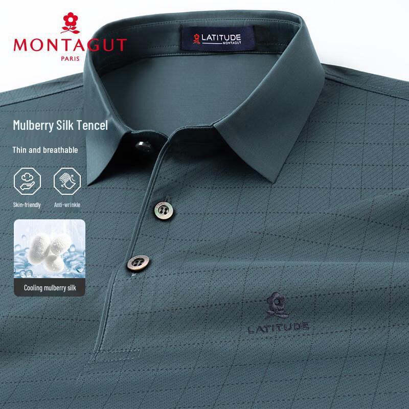 MONTAGUT Men s Summer Silk Blend Breathable Anti-Wrinkle Polo Shirt 2XL/54