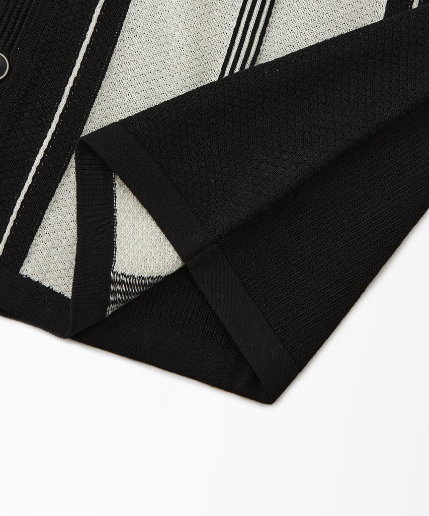 OUTSTANDING Hs Stripe Collar Knit Cardigan_Black/Ivory