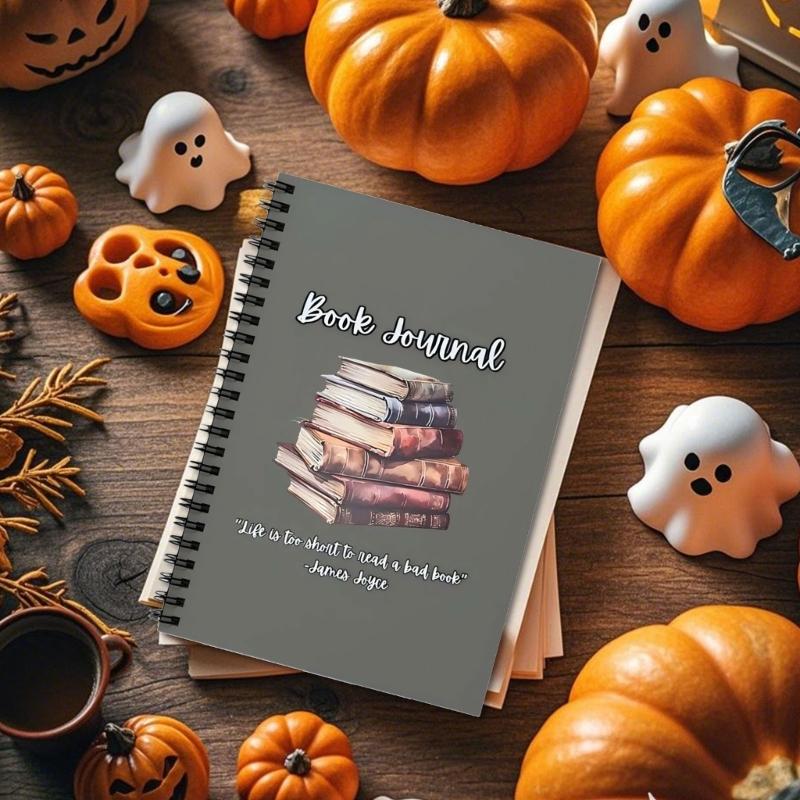 Halloween Journal Leseverfolgungsnotizbuch Tragbarer Twin-Coil-Bindungsplaner Notizblöcke für die tägliche Planung 148x210mm