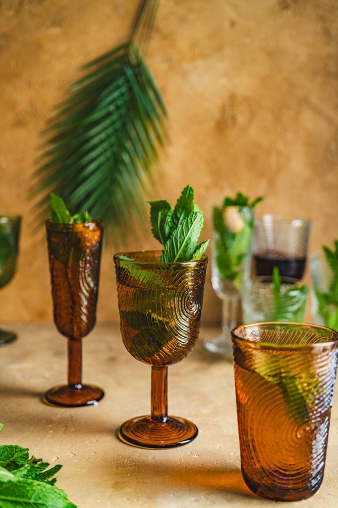 Wine Glass Glass Wood Slice Pattern Arbre Brown Design