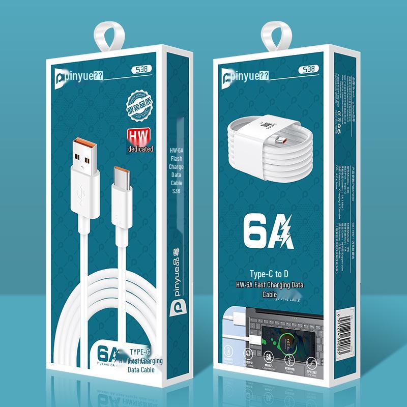66W 6A Super Fast Charging Type-C Cable for Huawei, 2m, Fully Compatible with Flash Charge