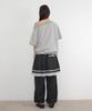 RONRON Frill Off Shoulder String T Shirt Gray