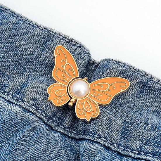 Pants Waist Tighteners No-Sewing Butterfly Flower Buttons Pins Adjustable Waist Buckle Extender Pants Waist Clip for Loose Jeans Skirts