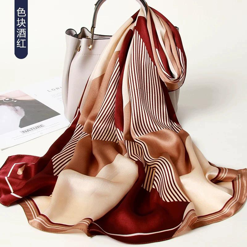 New 100% Natural Real Silk Scarf Women Luxury High Quality long  Fashion Neckerchief Lady Shawl Wraps Hijab Bandana Scarves