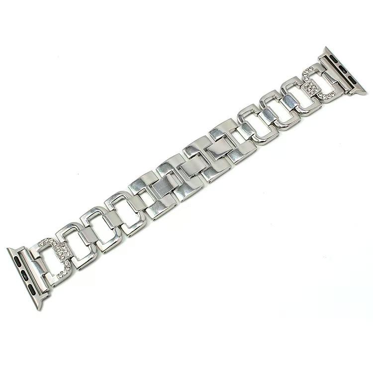 Fashion Simple D Strap for Apple Watch38/40/41mm 42/44/45/49mm Diamond Encrusted Chain Metal Strap Removable