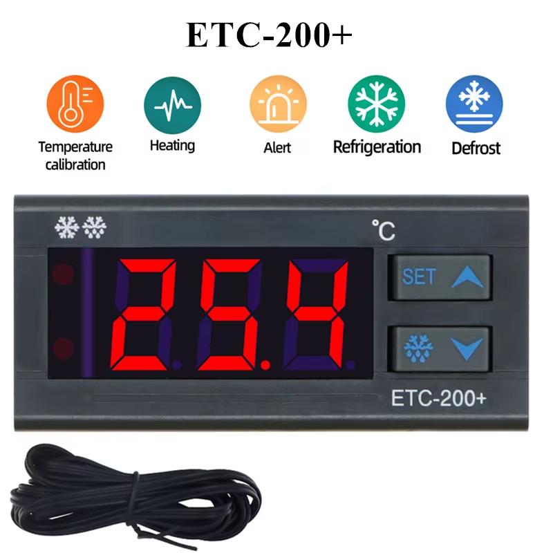 ETC-200+ Digital Thermostat Microcomputer Temperature Controller Refrigeration Heating Controller 220V with Data Reading