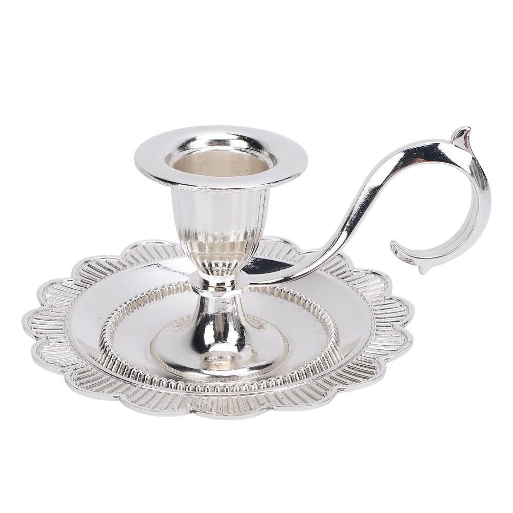 Handle Stand Taper Candle Holder Drip Catcher Tray Handheld Candle Stand Wedding Centerpiece