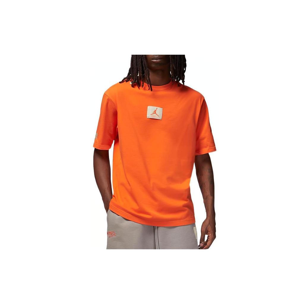 Jordan X Shelflife Logo Patch Crew Neck Short Sleeve T-Shirt Men Tops Orange DV7001-819