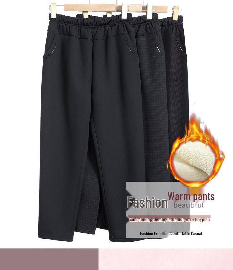 Women's Fleece-Lined Lamb Wool Pants for Petite and Plus Sizes - Loose, Thick, and Ideal for Outdoor Wear