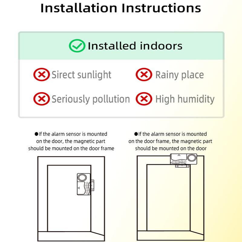 1PC Simple Door Magnetic Alarm Doorbell Refrigerator Door and Window Closing Reminder Anti-theft Device Battery