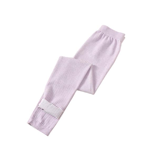 

Women Sleeping Pants Elastic High Waist Striped Print Long Pants Triangle Crotch-Plug-Up Design Seamless Pajama Bottoms