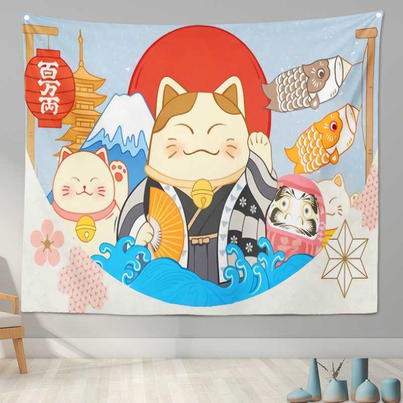 Ukiyo-e Japanese Print Tapestry Wall Cloth Cushion Bedroom Hanging Home Decoration Living Room Background Cloth Tapiz