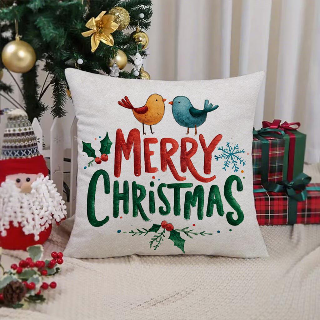 Merry Christmas Themed Pillow CoversSuitable for Sofa Car Bedroom Decorative Cushion Cover Pillow Cover