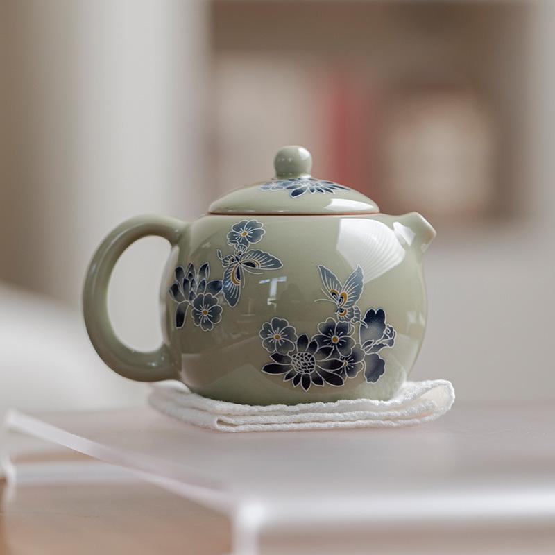 150ml Hand Painted Dancing Butterfly Xishi Teapot Japanese Tea Infuser Pot Tea Maker Kettle With Ball Hole Cha Decoration Craft