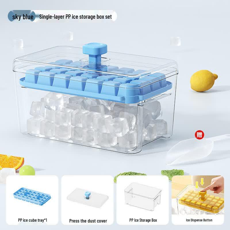 Press-Type Ice Cube Maker with Lid