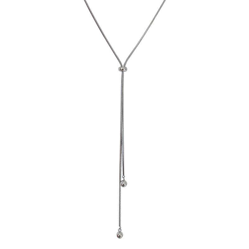 Fashion Zinc Alloy Color Snake Chain Necklace for Women Minimalist Metal Long Tassel Adjustable Pull Sweater Chain Zircon 2025 New