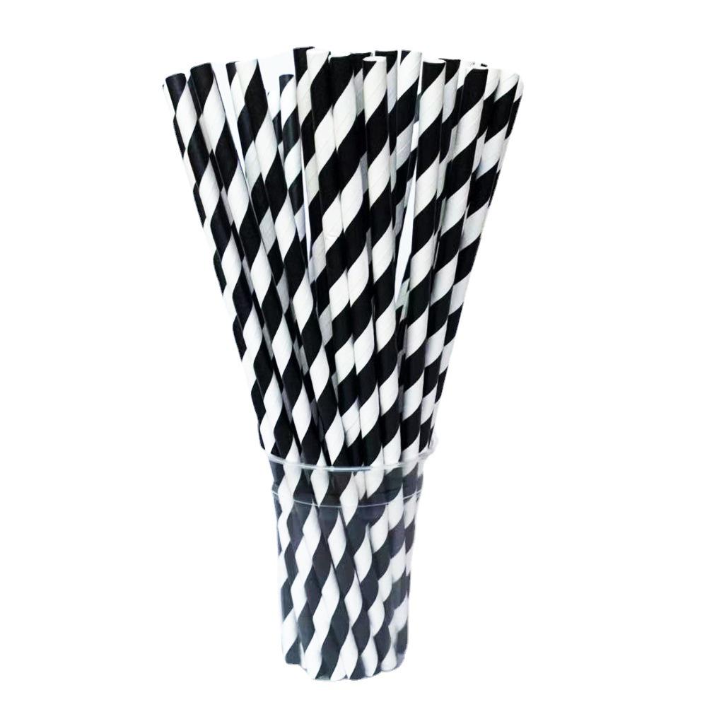 Individually Wrapped Biodegradable Striped Paper Straws