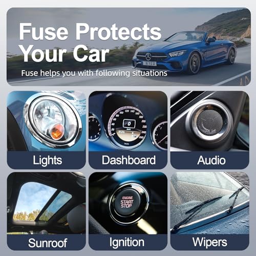 JOREST 120pcs Car Fuses for Car/Truck/Motorcycle (2A 3A 5A 7.5A 10A 15A 20A 25A 30A 35A 40A), Low Profile Flat Fuses + 1pc Fuse Clip