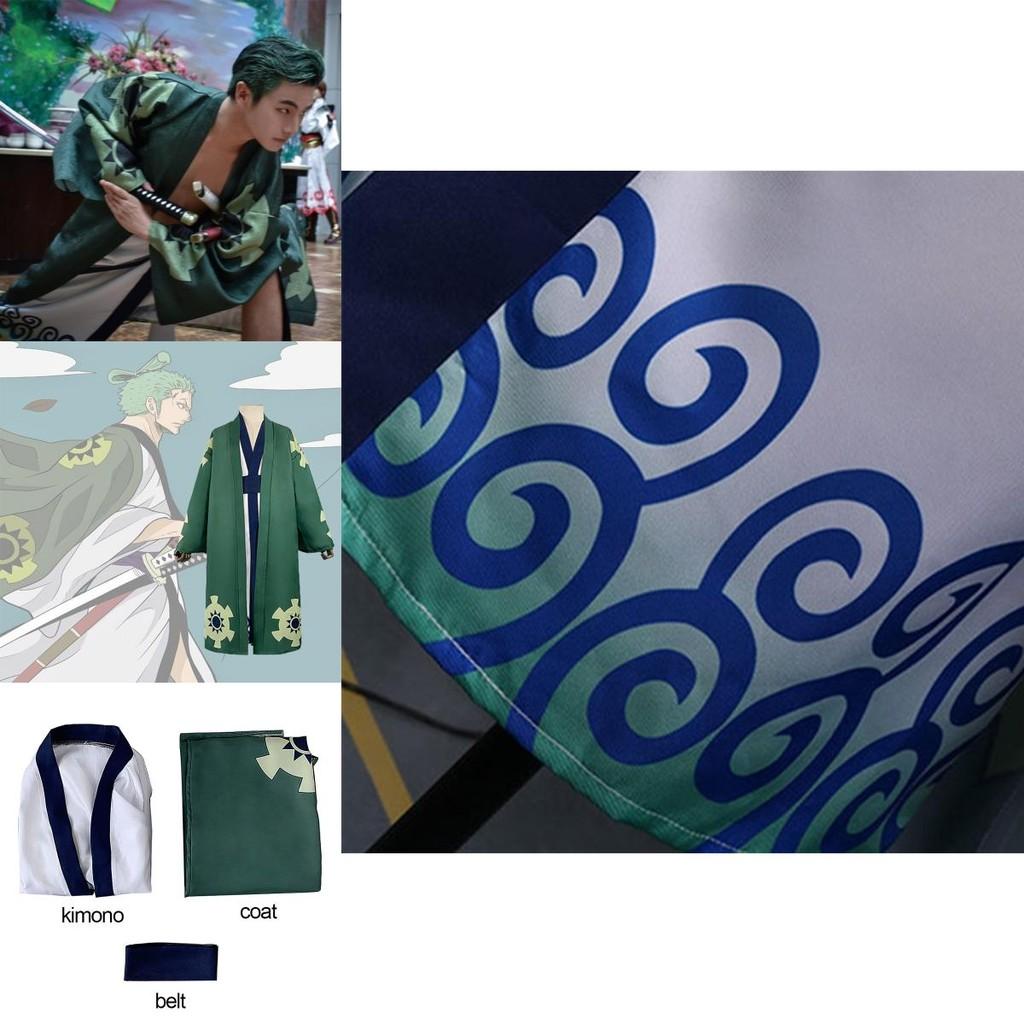 One Piece Roronoa Zoro Cosplay Costume High-quality Kimono Robe Full Suit For Halloween And Theme Parties