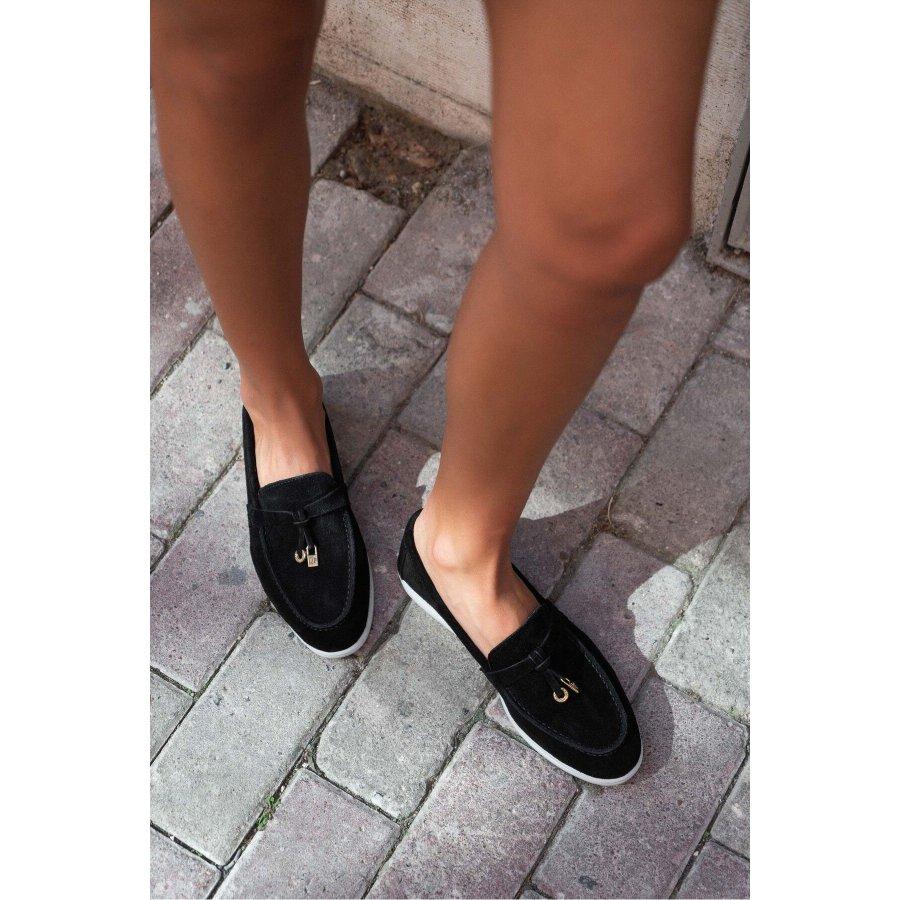 Mocasini de dama din piele intoarsa autentica