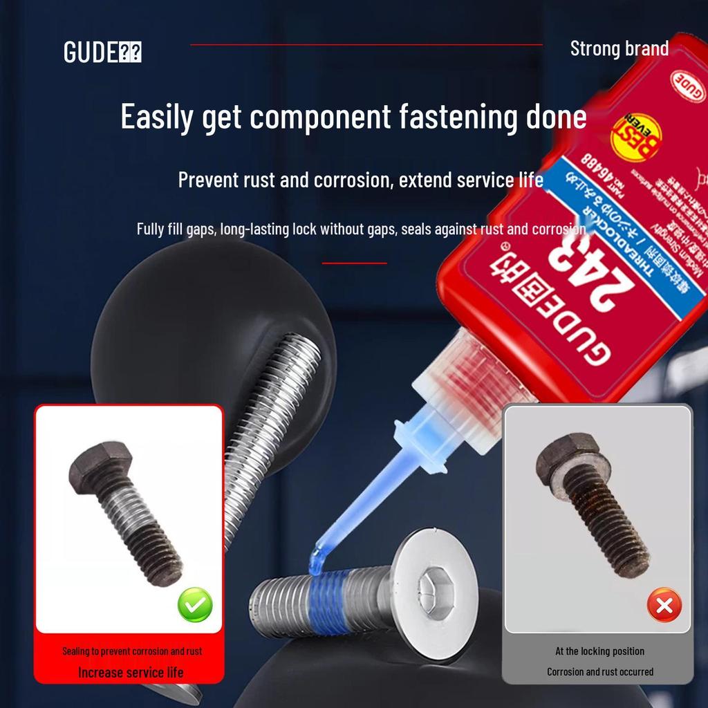 Anaerobic Threadlocker Adhesive 50ml - Screw Anti-Loosening for Fastening (Models 242, 243, 263, 271, 272, 277)