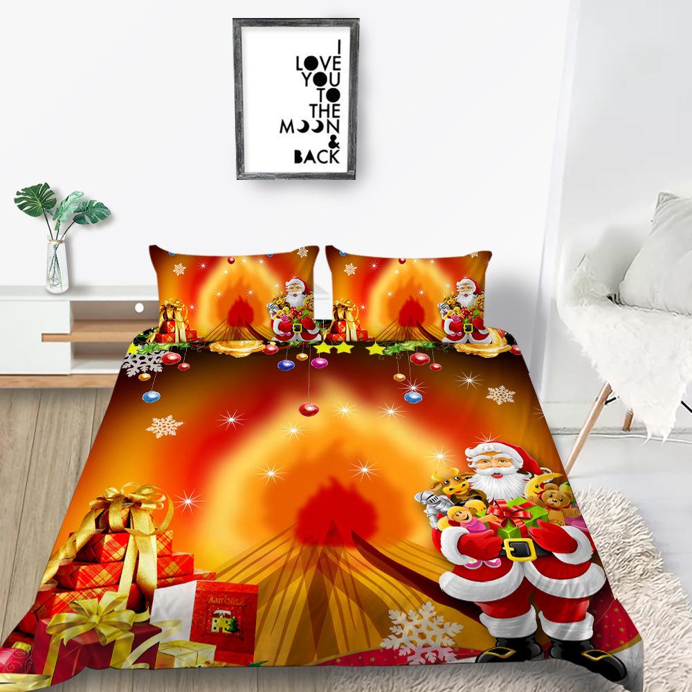 Christmas Gift Quilt Cover Pillowcase Two Or Three Piece Set 3D Digital Printing Polyester