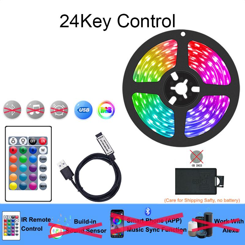 

Светодиодная лента для Smart TV RGB5050 Подсветка для телевизора Светодиодная лента 5 В Гибкие светодиодные ленты 24-кнопочный пульт для светодиодной ленты RGB 30LED-M&5050 Non Waterproof&1M RGB
