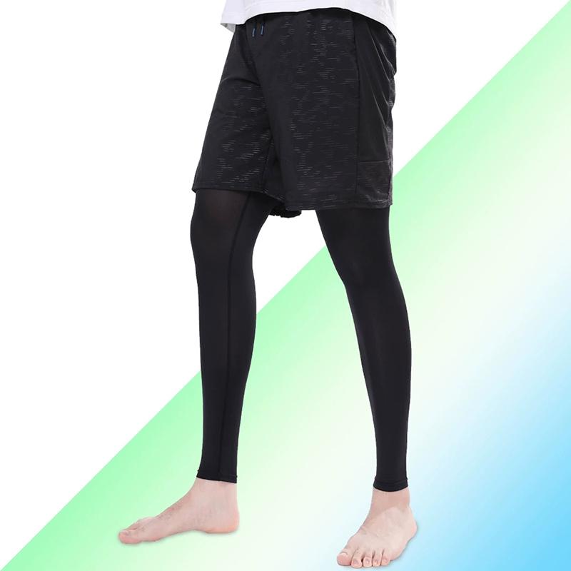 2Pc Summer Running Cycling Legs Sleeve Ice Silk Protection Compression Non-Slip Leg Warmer Cooling Sport Gear Sunscreen Leggings