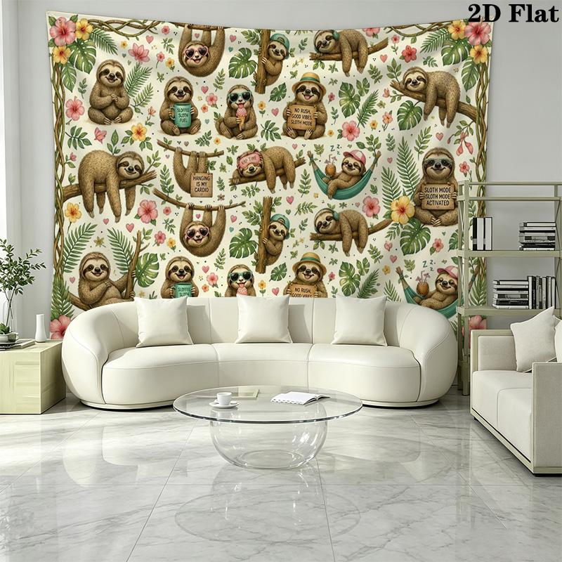 Sloths Wall Tapestry Aesthetic Wall Hanging Printed Fabric Blanket Decorative Tapestries for Bedroom Living Room Home Decor