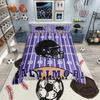 Homewish Cartoon Eishockey Bettbezug Set für Jungen, Eat Sleep Bettwäsche Set, Marinegrau Sporthelm Wendebettwäsche