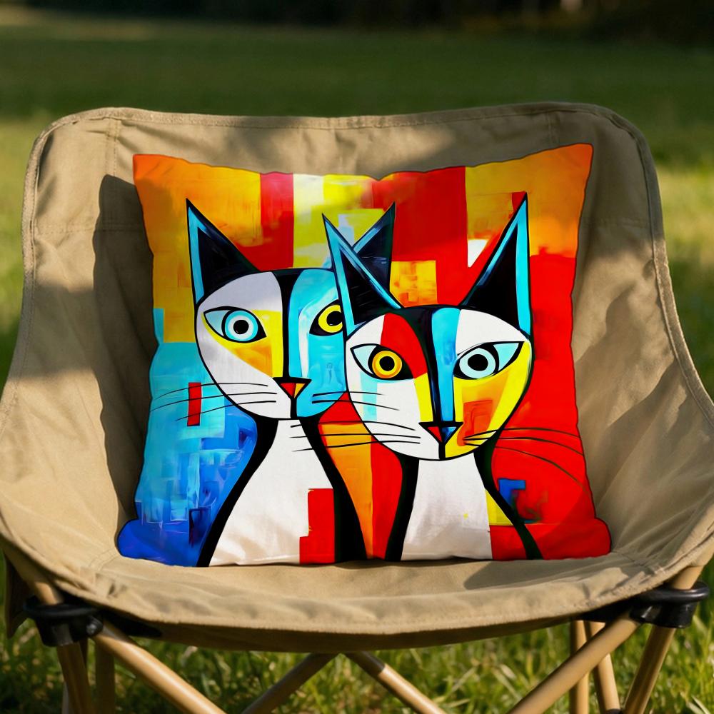 Classic Picasso Cat Oil Cushion Cover Soft Reversible Durable Pillow Cover MultiScene Use for Home Car Daily Comfort