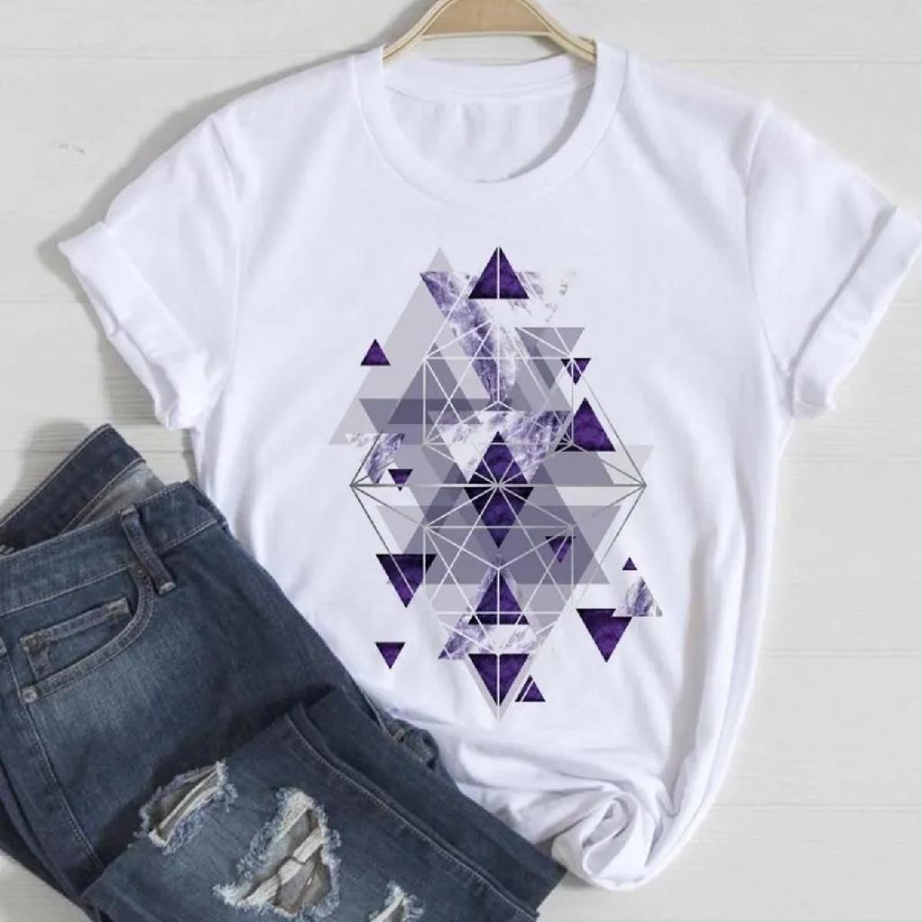 New Geometric Pattern Women's T-shirt Summer Fashion Casual Top Harajuku Style Graphic Tshirts Oversized T Shirt