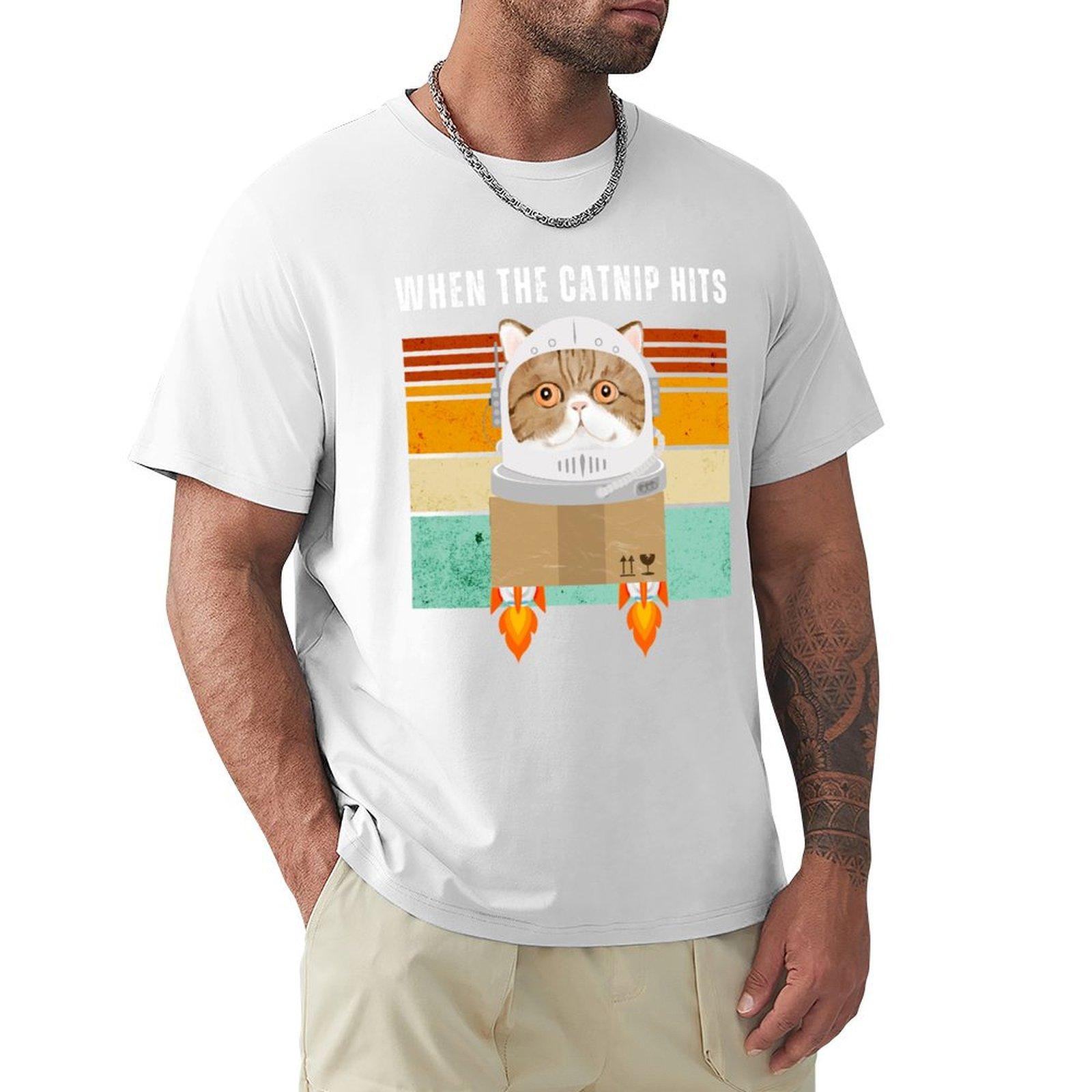 Blast Off When The Catnip Hits Tshirt Streetwear Print Tee Shirt S