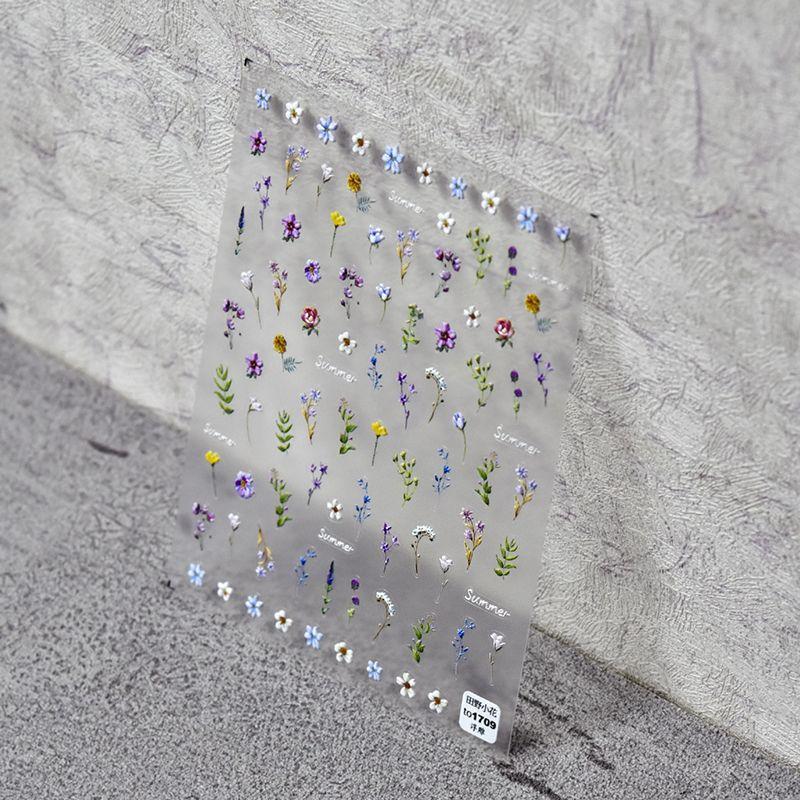 

Peach Blossom Field Small Flower Nail Art Sticker Tomoni Embossed Adhesive Japanese Style 5D Nail Sticker White Flower Ornaments Field Flower 1709((Relief))