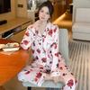 Autumn Ice Silk Pajamas Women'S Suit Light Luxury High-End Long-Sleeved Trousers Loungewear Can Be Worn Outside