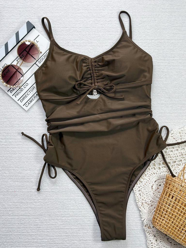 Sexy Swimwear Push Up One Piece Suit Women's Swimsuit Bathing Set Solid Color Swimsuits Beach Wear