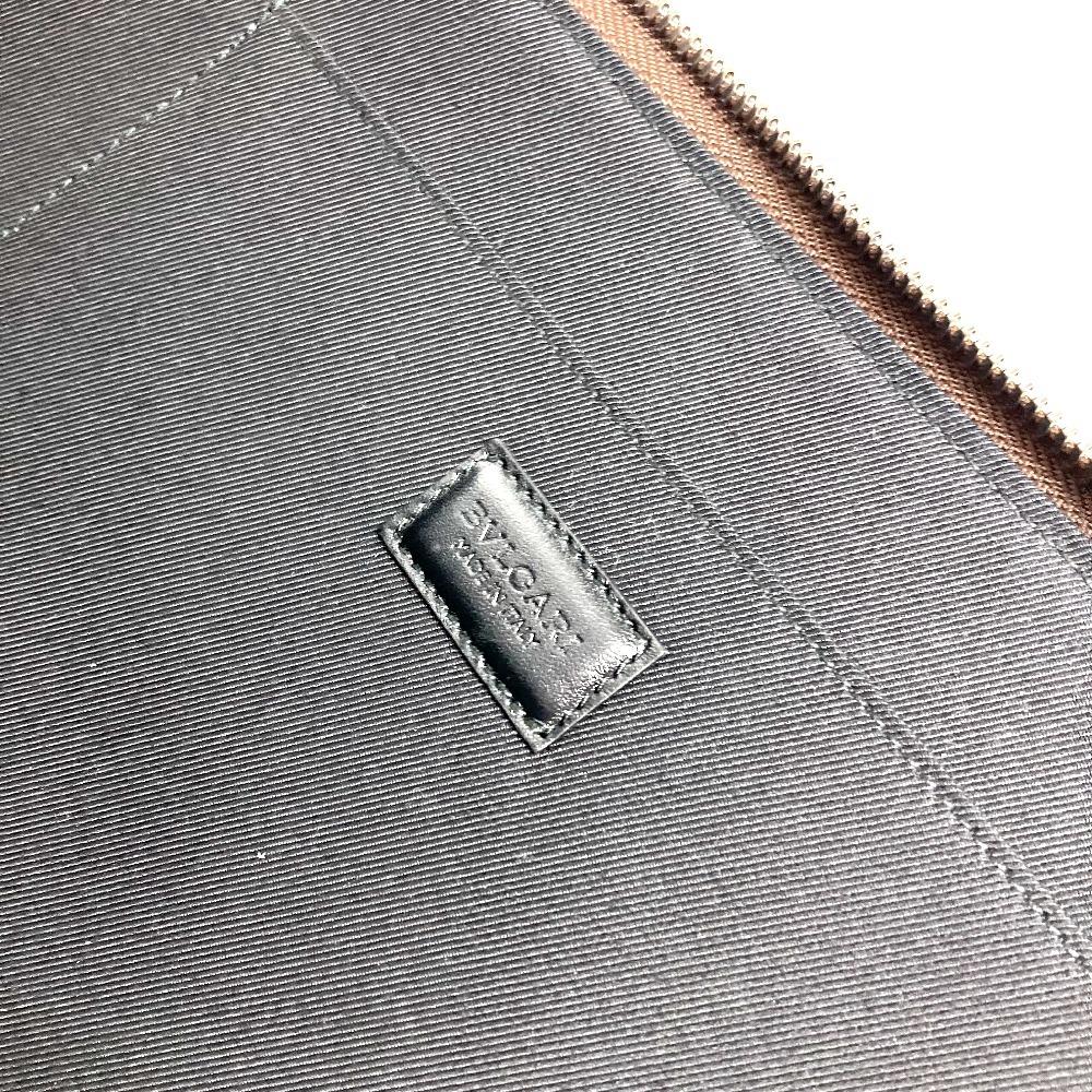 BVLGARI L-shaped zipper logo Clutch bag Leather Brown/Black