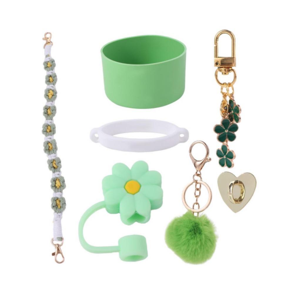 7pcs/set Flower Pattern Cup Accessories Set Multiple Color Cup Decoration Set  Tumbler