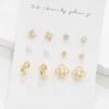 Women's Stud Pearl Cubic Silver Earrings Set
