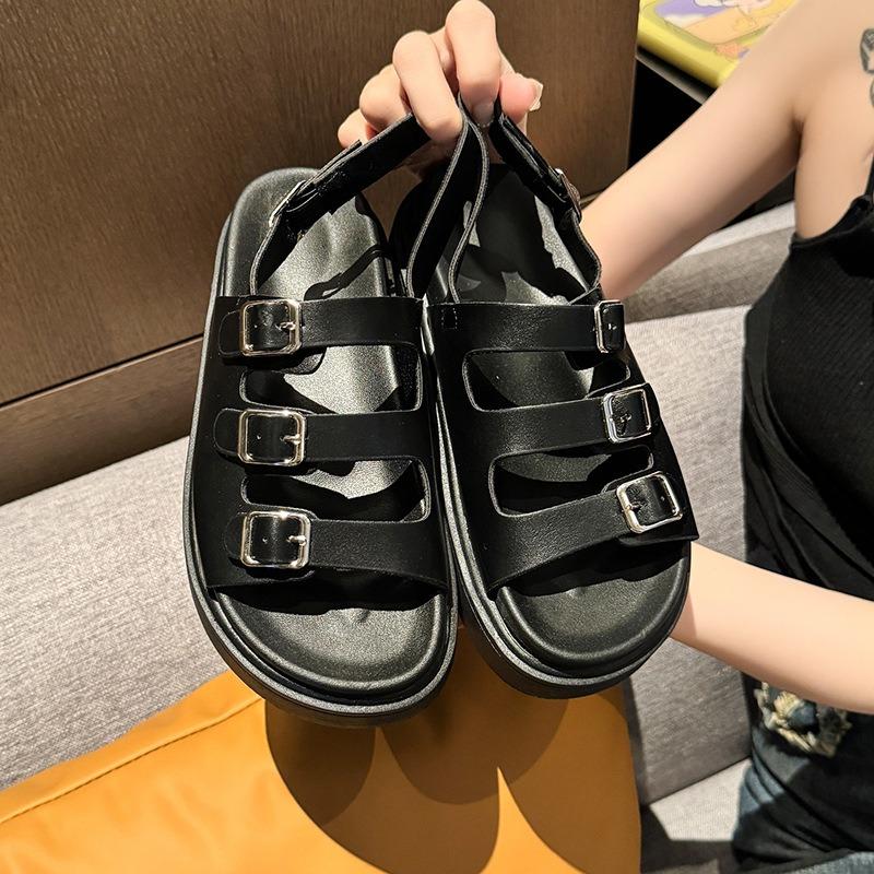 Thicksoled buckle with cool slippers to wear outside summer new Roman sandals sports and leisure beach versatile slippers