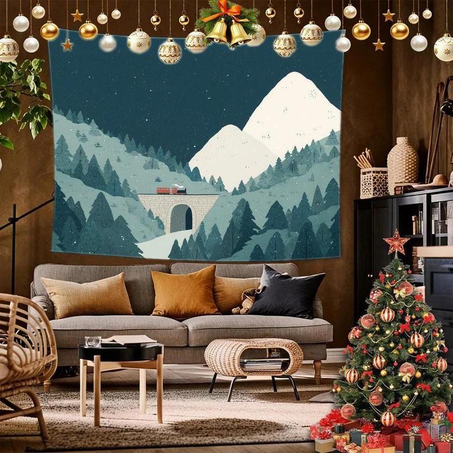 Christmas Tapestry Pattern Background Cloth Hanging Cloth Bedroom Bedside Decorative Wall Cloth Rental Dormitory Tapestry