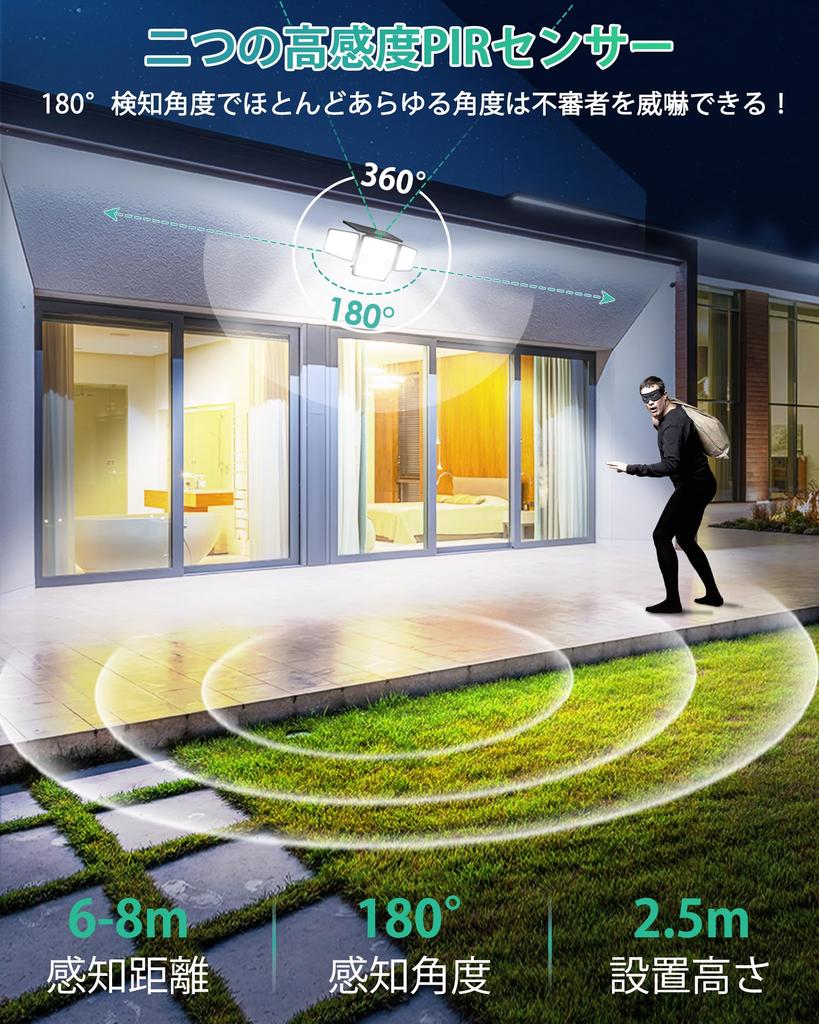 HAARAY Solar Outdoor Waterproof Sensor High 2500 Two Motion Sensitivity Automatic Security 3 Sensing IP65 Adjustable Solar LED Suitable for Parking